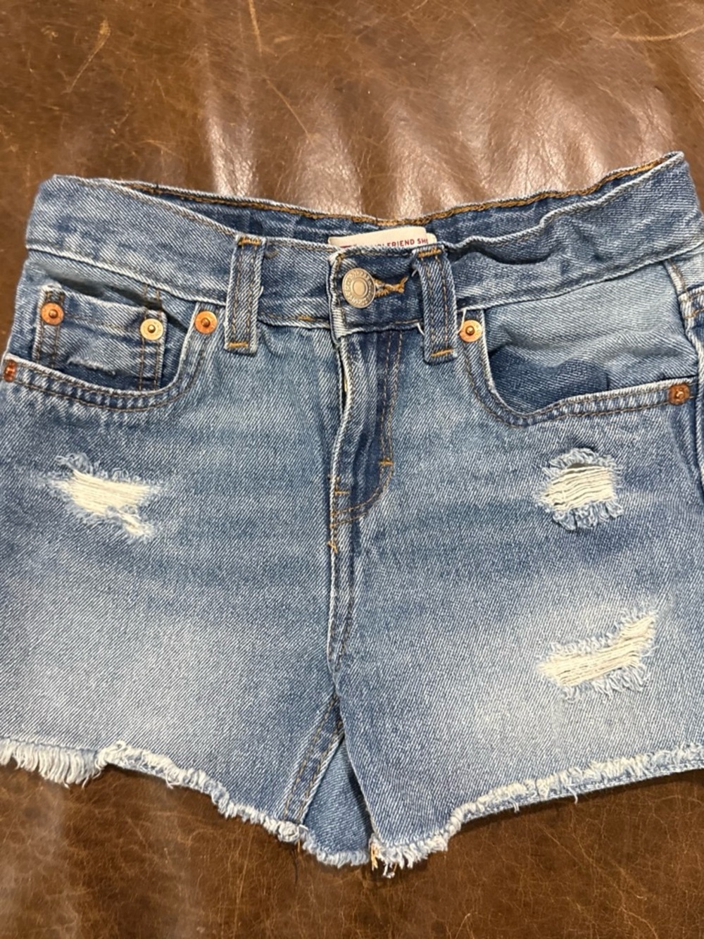 Levi's Light Blue Distressed Denim Shorts